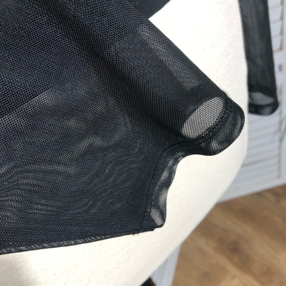 ASOS Design Black Mesh Long Sleeve Square Neck Top 22 - Picture 11 of 12